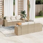 vidaXL Salon de jardin avec coussins 7 Pièces beige résine tressée