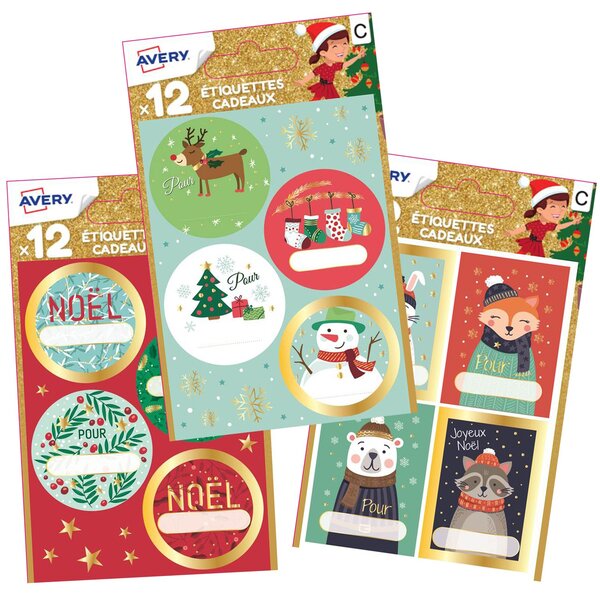 Lot de 36 étiquettes cadeaux – tendance