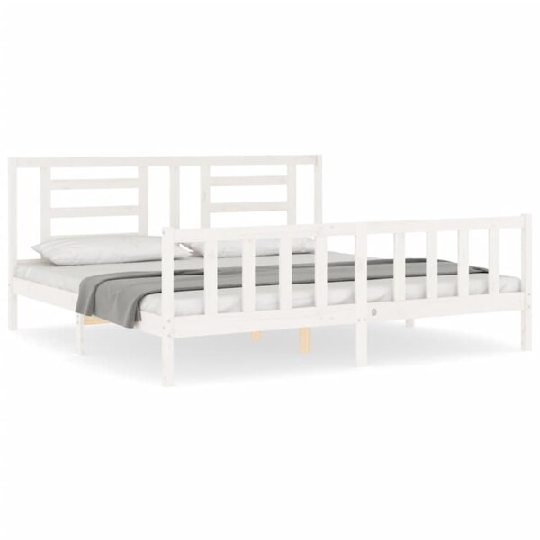 vidaXL Cadre de lit avec tête de lit blanc 200x200 cm bois massif