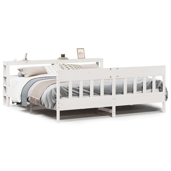 vidaXL Cadre de lit sans matelas blanc 200x200 cm bois massif de pin
