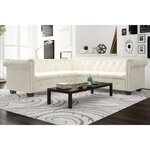 vidaXL Canapé d'angle Chesterfield 5 plc Cuir artificiel Blanc