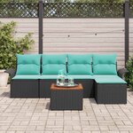 vidaXL Ensemble de canapé de jardin 6 Pièces Noir et turquoise