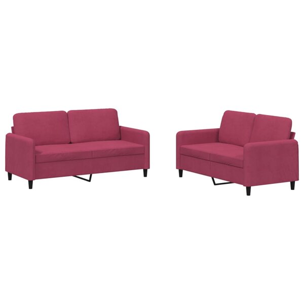 vidaXL Ensemble de canapés 2 Pièces rouge bordeaux velours