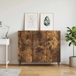 vidaXL Buffet Chêne fumé 89 x 34 5 x 80 cm Bois d'ingénierie