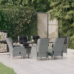 vidaXL Ensemble à manger de jardin 7 Pièces Gris clair Résine tressée