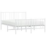 vidaXL Cadre de lit métal sans matelas et pied de lit blanc 135x190 cm