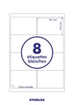 20 planches a4 de 8 étiquettes = 160 étiquettes autocollantes papier adhésif blanc  - 99,1 x 67,7 mm - code barre adressage mailing - (l7165) tva deductible