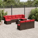 vidaXL Salon de jardin et coussins 11 Pièces marron résine tressée
