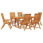 vidaXL Ensemble de salle à manger pour jardin 7 Pièces Marron