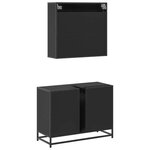 vidaXL Ensemble de meubles salle de bain 2 Pièces noir bois d'ingénierie