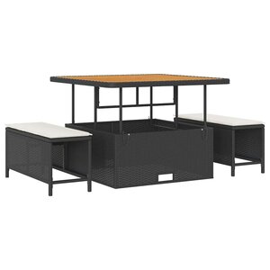 vidaXL Ensemble de salle à manger pour jardin Noir Poly rotin