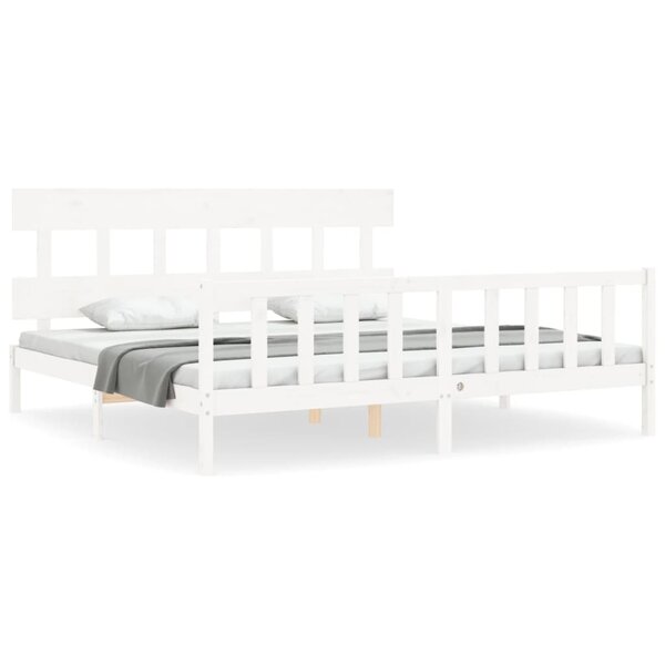 vidaXL Cadre de lit sans matelas blanc 200x200 cm bois massif de pin
