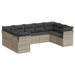 vidaXL Salon de jardin 9 Pièces avec coussins gris clair résine tressée