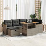 vidaXL Salon de jardin 8 Pièces avec coussins gris résine tressée