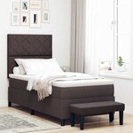 vidaXL Lit à ressorts avec matelas Marron foncé 90 x 190 cm tissu
