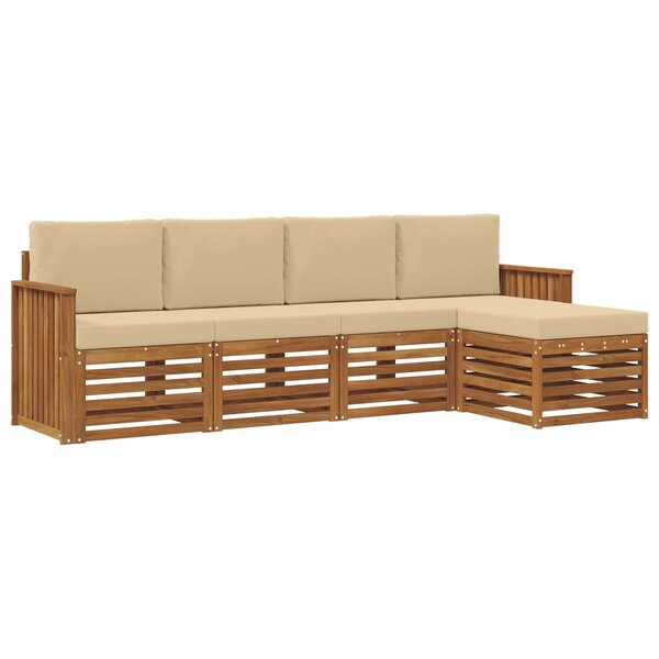 vidaXL Ensemble de canapés d'extérieur 5 Pièces Naturel et Beige