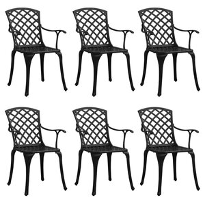 vidaXL Chaises de jardin lot de 6 fonte d'aluminium noir