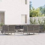vidaXL Salon de jardin 13 Pièces avec coussins Gris Résine tressée