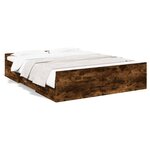 vidaXL Cadre de lit à tiroirs chêne fumé 160x200 cm bois d'ingénierie