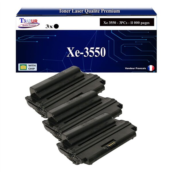 T3AZUR -3x Toners compatibles avec Xerox WorkCentre 3550 (106R01530) - Noir