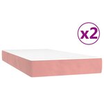 vidaXL Sommier à lattes de lit avec matelas Rose 200x200 cm Velours