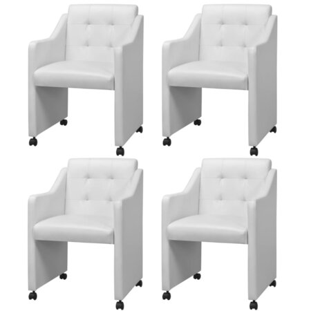 Vidaxl chaises de salle à manger 4 pièces blanc similicuir
