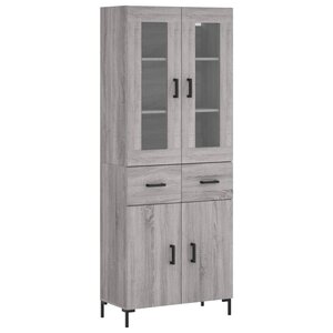 vidaXL Buffet haut Sonoma gris 69 5x34x180 cm Bois d'ingénierie