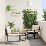 vidaXL Ensembles de meubles 3 Pièces Noir et blanc crème Rotin