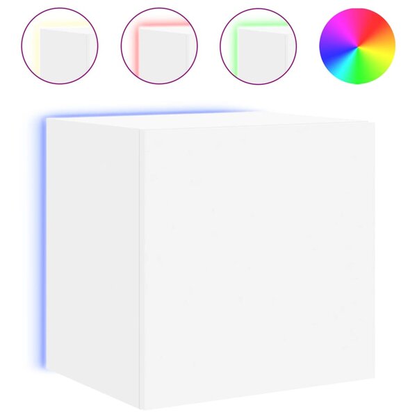 vidaXL Meuble TV mural avec lumières LED blanc 40 5x35x40 cm