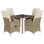 vidaXL Ensemble à manger de jardin avec coussins 5Pièces Beige poly rotin
