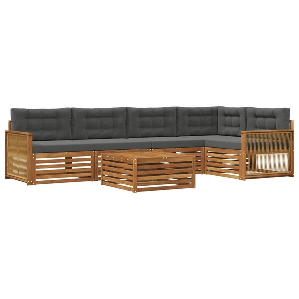 vidaXL Ensemble de canapés d'extérieur 6 Pièces Naturel et Anthracite