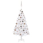 vidaXL Arbre de Noël artificiel pré-éclairé et boules blanc 120 cm PVC
