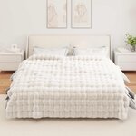 vidaXL Couverture en Fourrure de Lapin Synthétique Blanc 220 x 240 cm