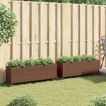 vidaXL Jardinières et roulettes 2Pièces marron 107x32x38cm résine tressée