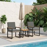 vidaXL Ensemble de meubles d'extérieur 3 Pièces Gris et Gris foncé