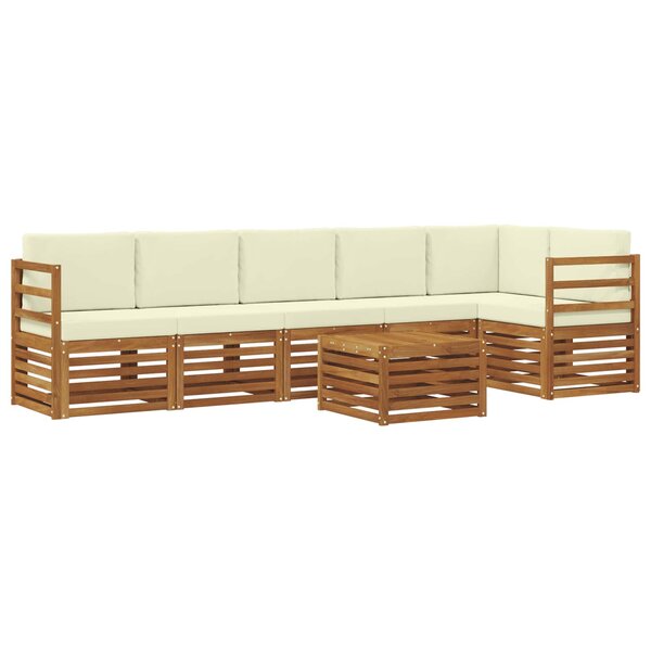 vidaXL Ensemble de canapé d'angle avec coussin 7 Pièces Naturel et Crème