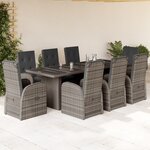 vidaXL Ensemble à manger de jardin 9 Pièces coussins gris résine tressée