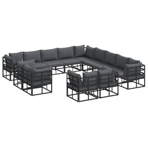 vidaXL Ensemble de canapé de jardin 13 Pièces Noir 353 x 353 x 71 cm