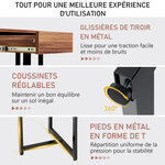 Bureau d'ordinateur 120cm tiroir cadre en métal repose-pieds réglables bureau moderne station de travail pour ordinateur portable noyer 20_0004830