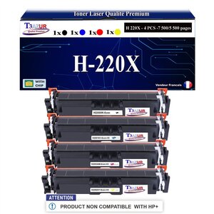 T3AZUR - 220X/220A 4x Toners compatibles avec W2200X / W2200A compatible avec HP Color LaserJet Pro 4202  MFP 4302  4303