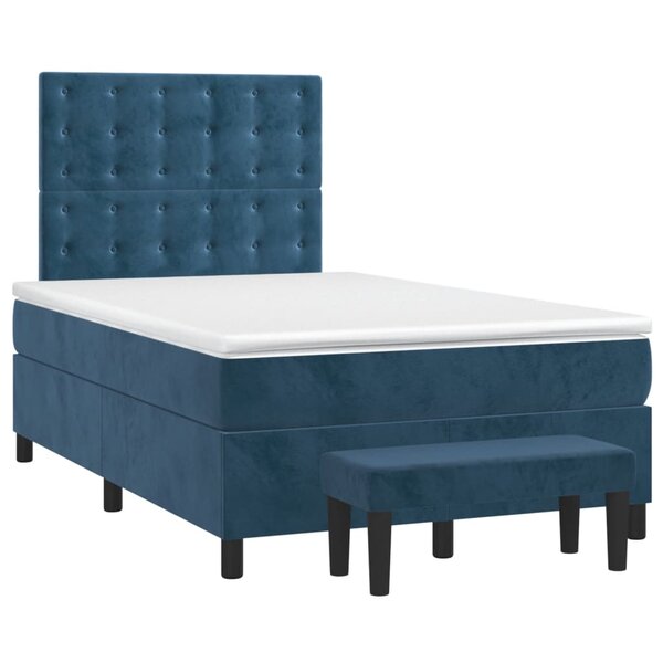 vidaXL Sommier à lattes de lit et matelas bleu foncé 120x190cm velours