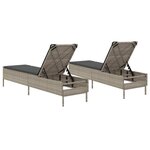vidaXL Chaises longues avec coussins lot de 2 gris résine tressée