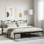vidaXL Cadre de lit métal avec tête de lit noir 193x203 cm