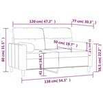 vidaXL Canapé 2 places avec oreillers décoratifs crème 120 cm tissu