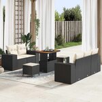 vidaXL Ensemble de canapé de jardin avec coussin 8 Pièces Noir et crème