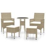vidaXL Salon de jardin 5 Pièces Résine tressée Beige