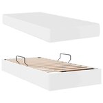 vidaXL Lit avec rangement et matelas avec matelas 2 Pièces Blanc Cuir