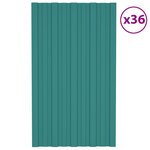 vidaXL Panneaux de toiture 36 Pièces Acier galvanisé Vert 80x45 cm