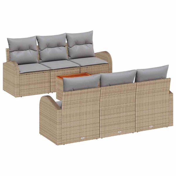 vidaXL Ensemble de canapé de jardin 7 Pièces Beige Poly rotin