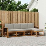 vidaXL Ensemble de canapés d'extérieur 5 Pièces Naturel et gris clair